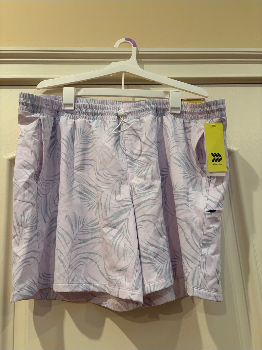 Light Pink Palm Print Swim Shorts